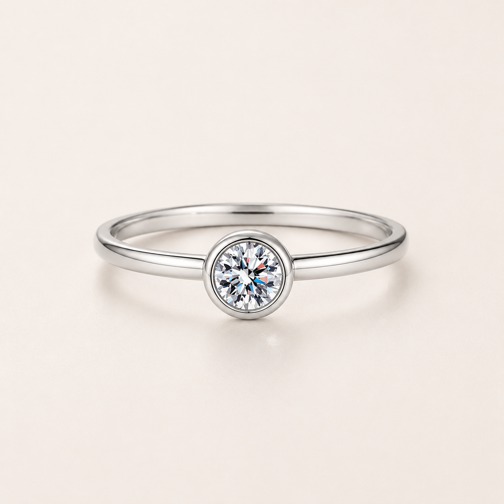 Bezel Moissanite Solitaire Ring