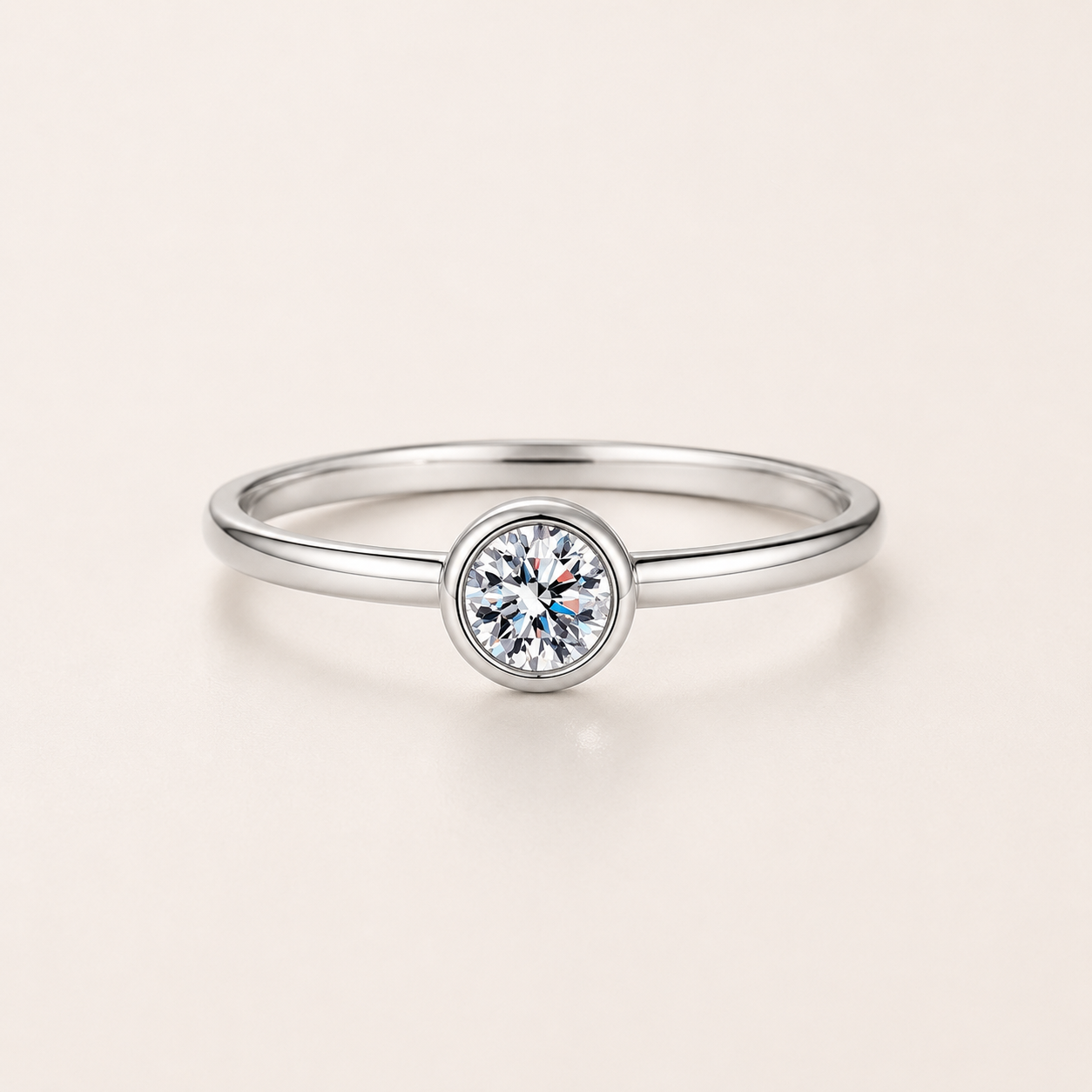 Bezel Moissanite Solitaire Ring