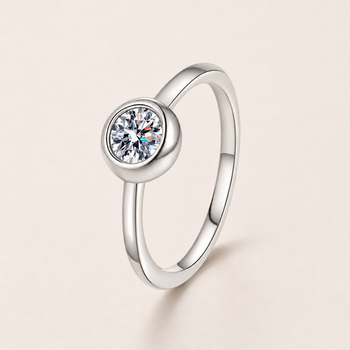 Bezel Moissanite Solitaire Ring
