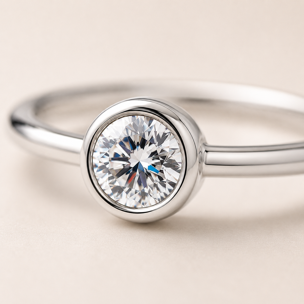 Bezel Moissanite Solitaire Ring