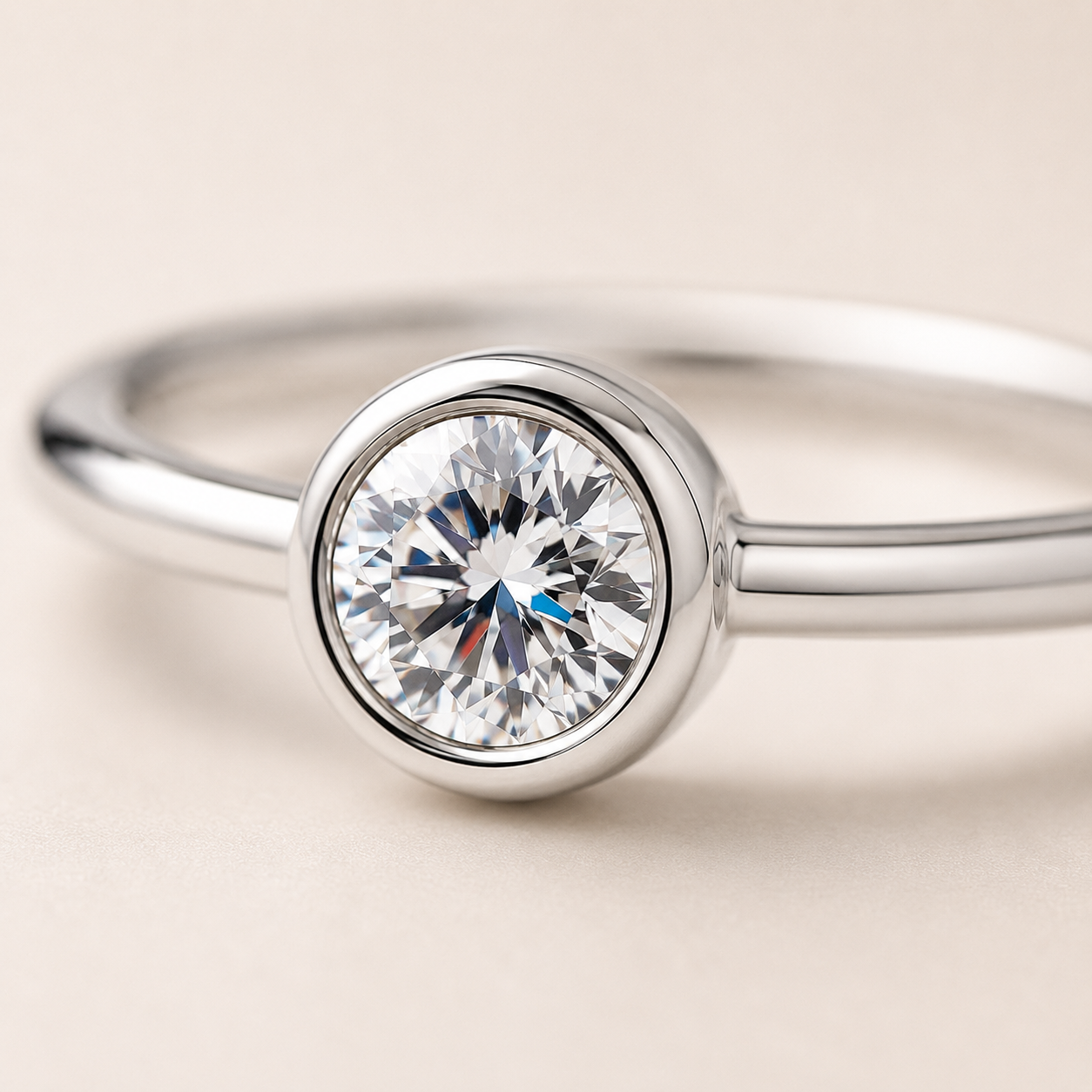 Bezel Moissanite Solitaire Ring