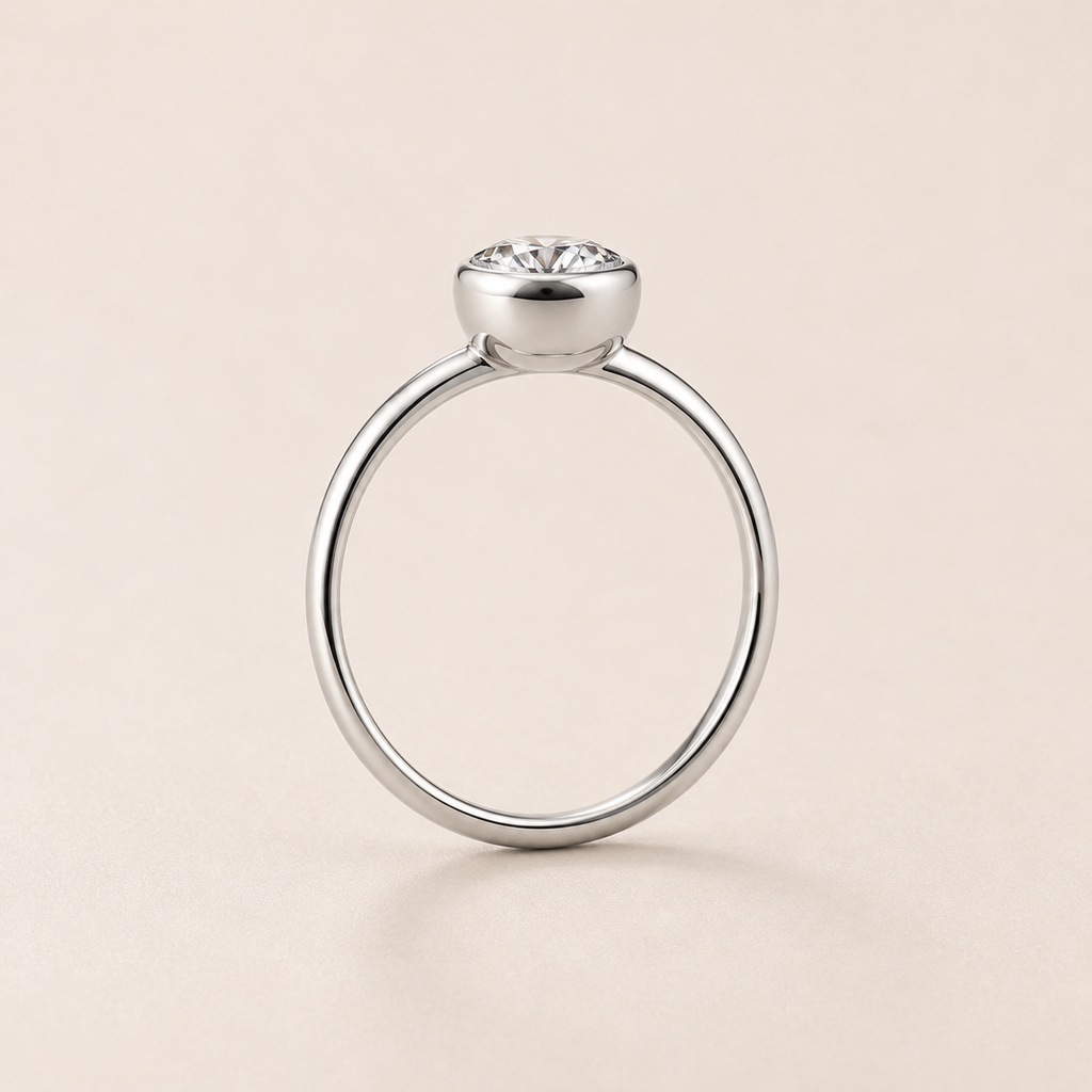 Bezel Moissanite Solitaire Ring