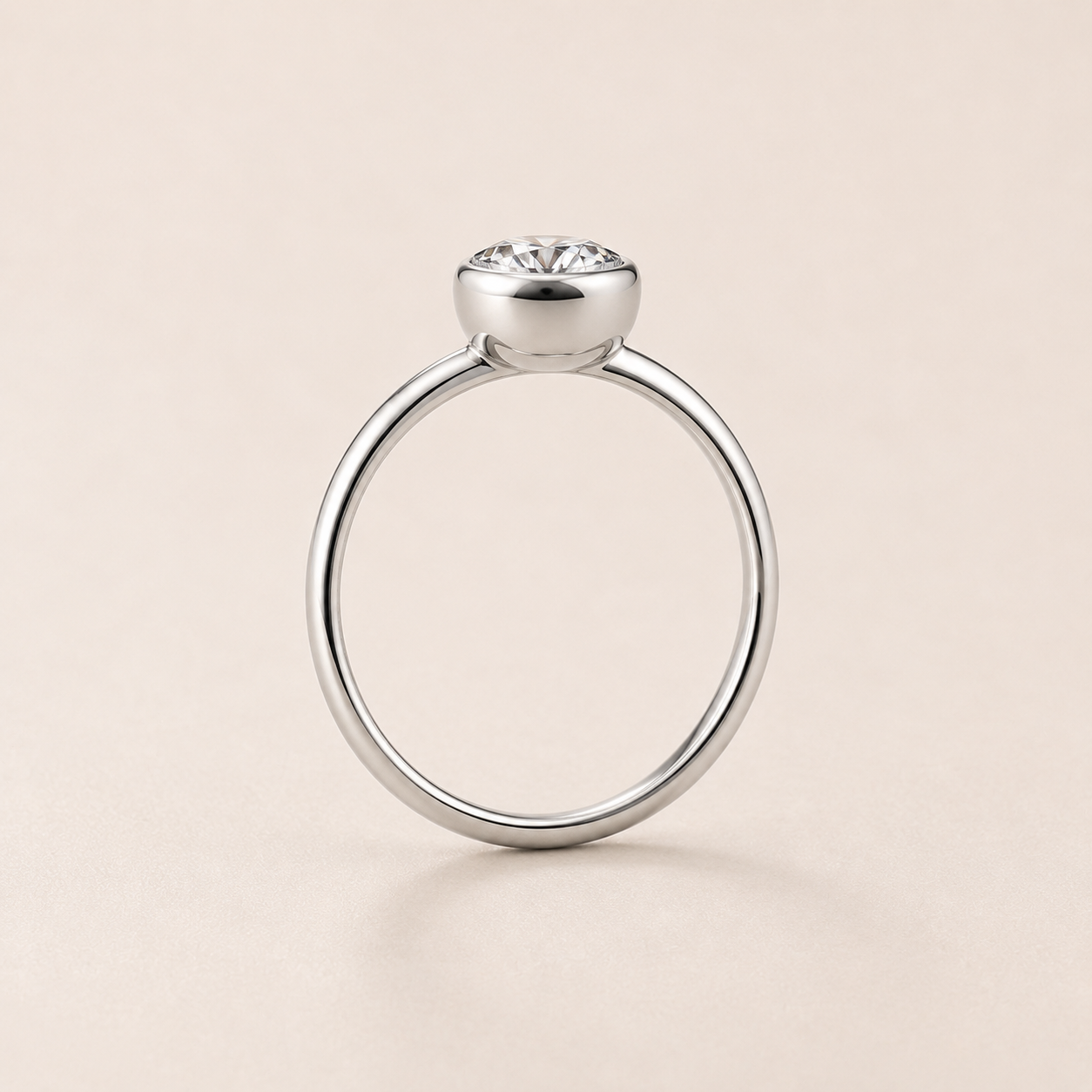 Bezel Moissanite Solitaire Ring