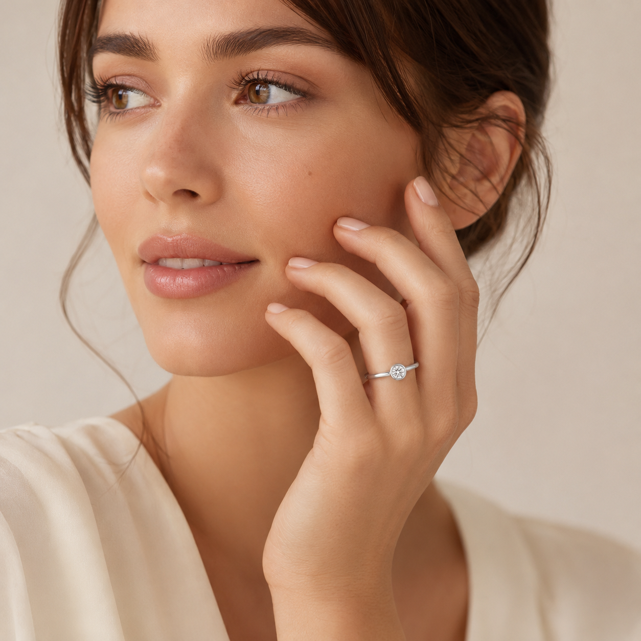 Bezel Moissanite Solitaire Ring
